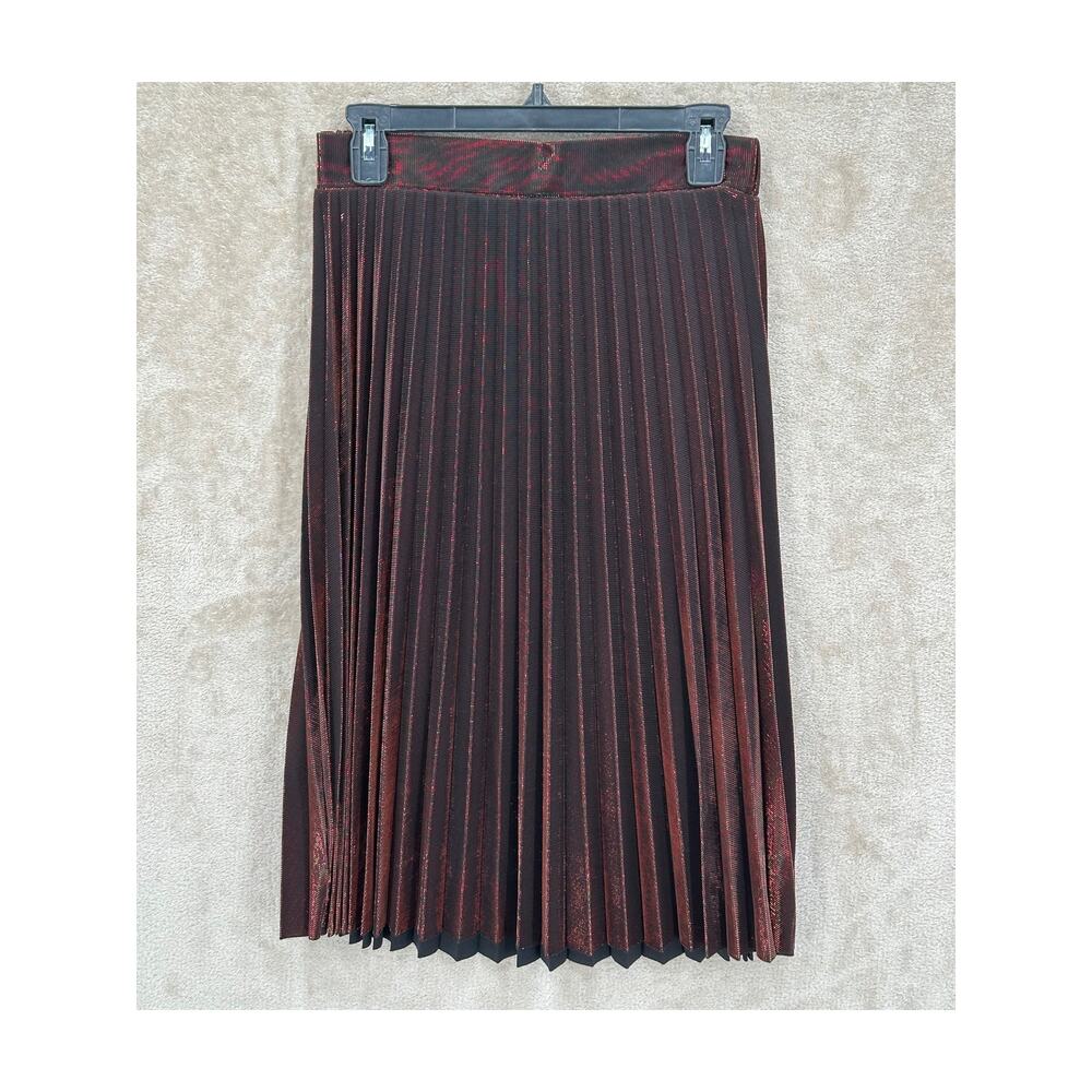 Lauren Conrad‎ Runway Skirt Womens Small Copper Pleated Midi Metallic Holiday